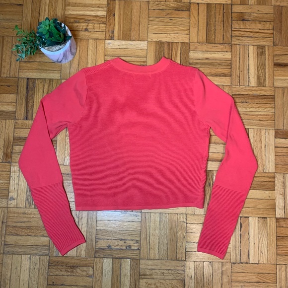Coral Pink ⭐️ Ribbed Slight Crop Longsleeve Sweater Forever 21 NEW WITH TAG - Picture 7 of 8